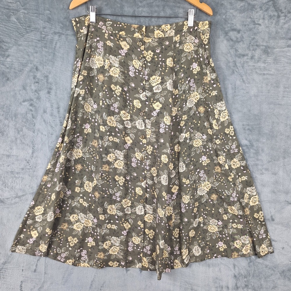Womens Skirt Medium Floral Button Front Boho Peasant Modest Cottagecore Maxi